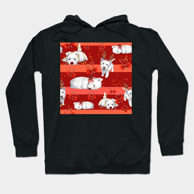 Christmas Westies red pattern Hoodie by ArtInPi